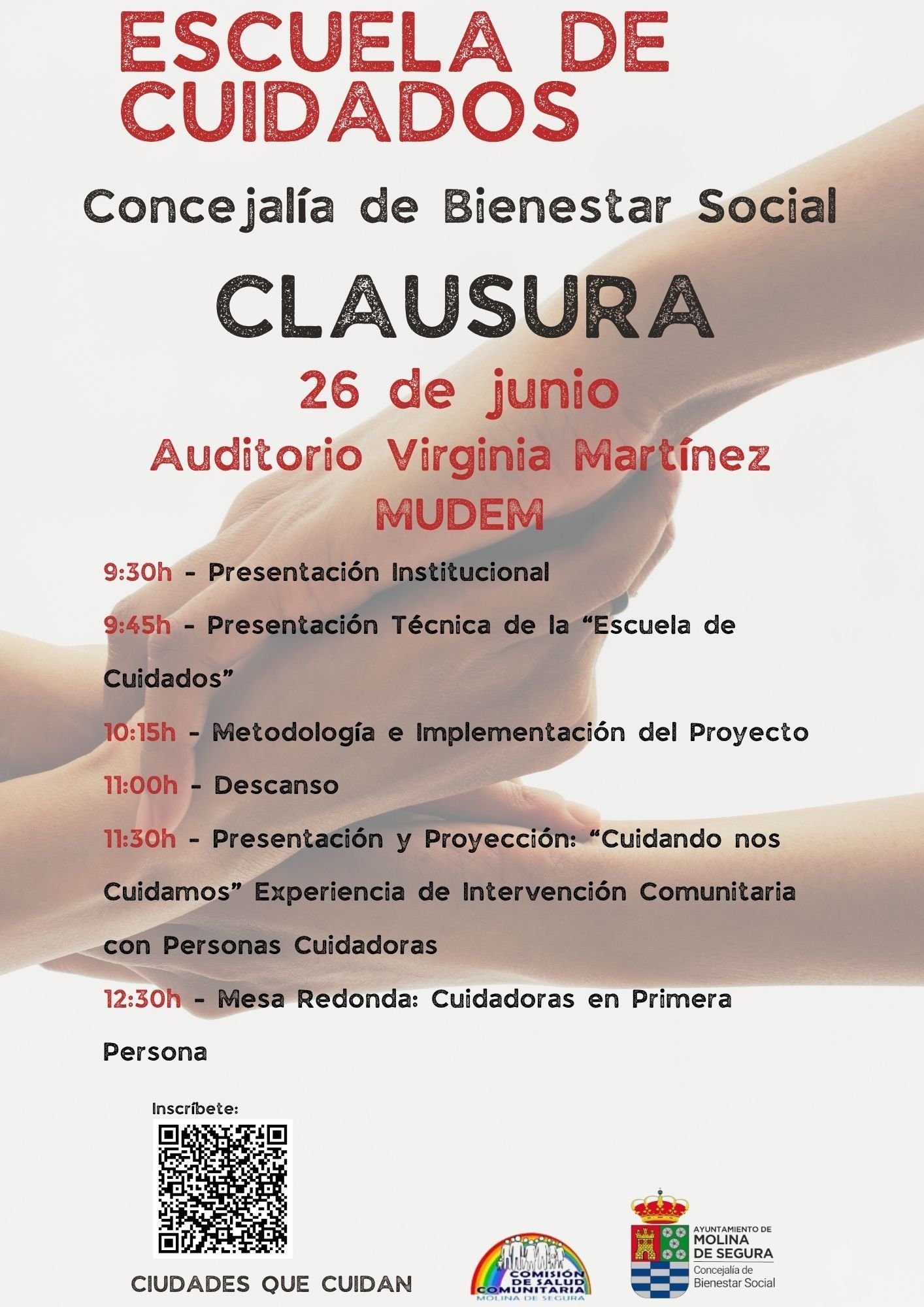 B. Social Molina Escuela de Cuidados Jornada de clausura Día 26 CARTEL PROGRAMACIÓN
