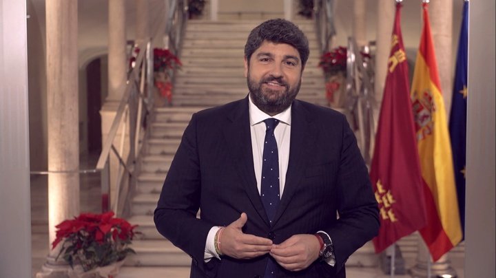 Imagen del presidente de la Comunidad durante su mensaje de fin de año