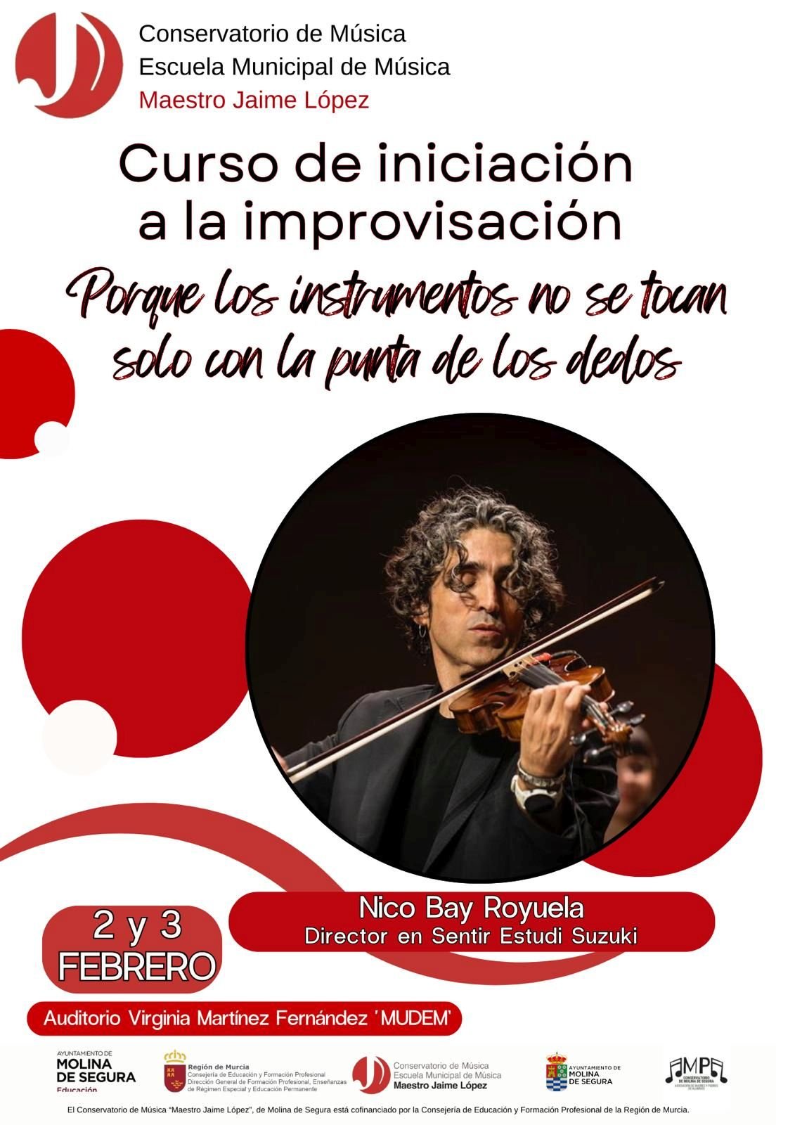 Conservatorio Música Molina Curso del director Nico Bay para alumnado de cuerda Días 2y3feb26 CARTEL