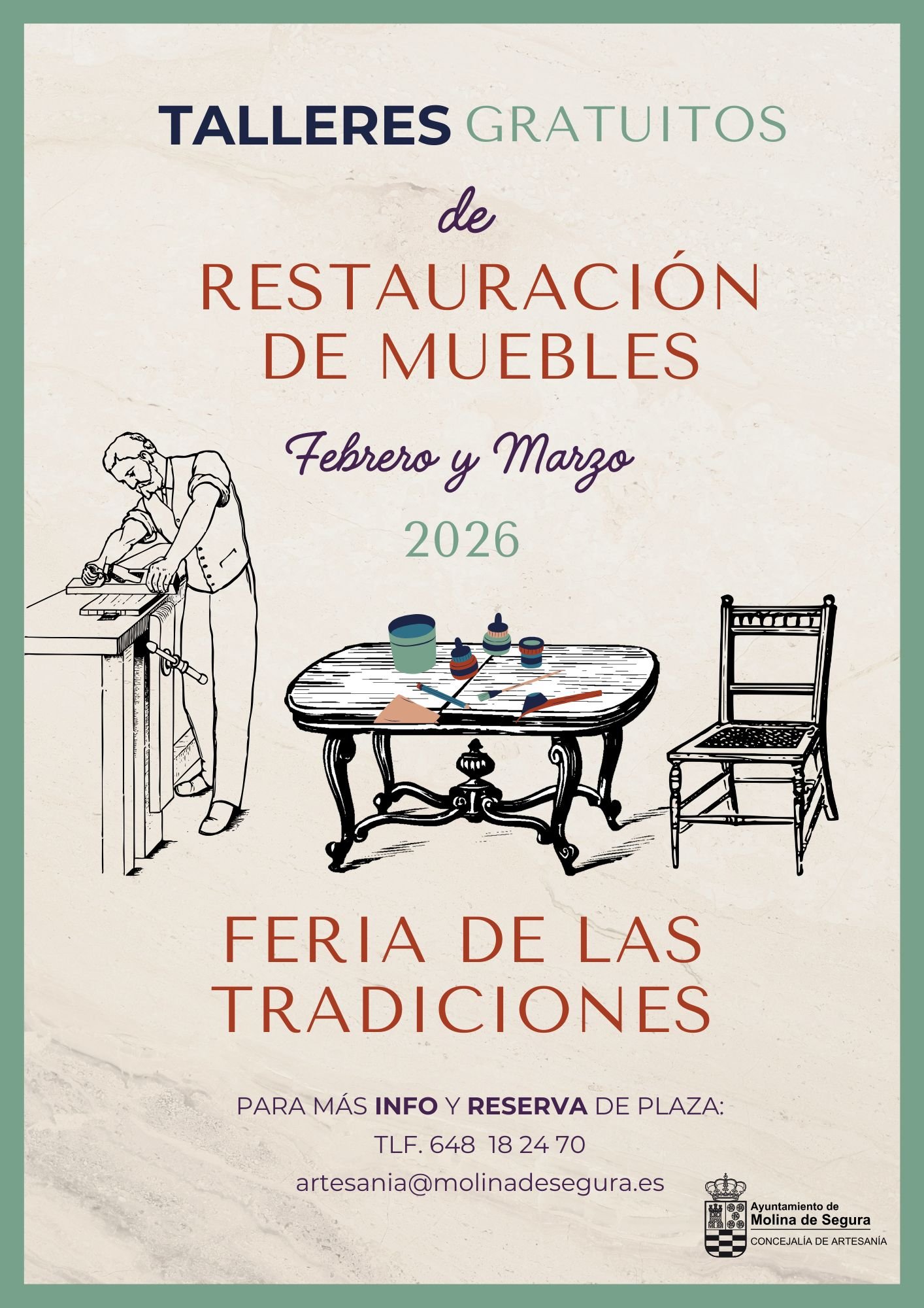 Artesanía Molina Feria de las Tradiciones 2026 Talleres de restauración de muebles CARTEL GENÉRICO