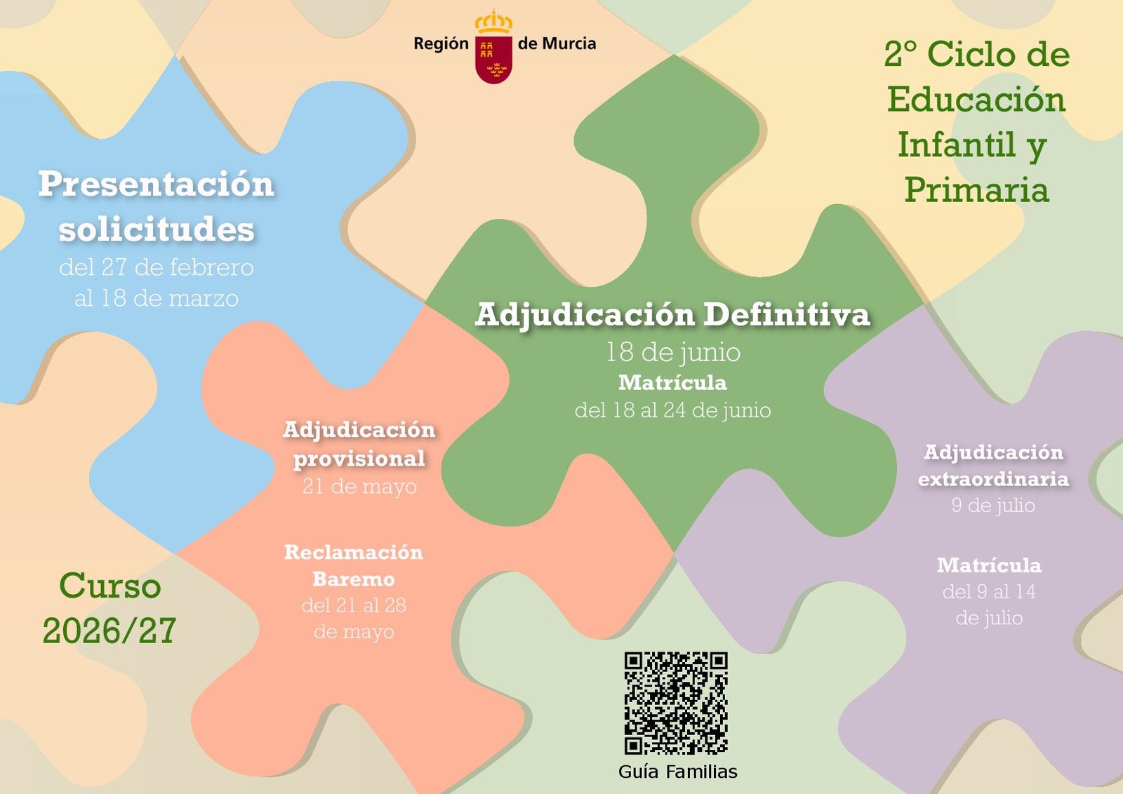 Educación Molina Proceso Admisión alumnado 2º Ciclo de Infantil y Primaria curso 2026 27 CARTEL