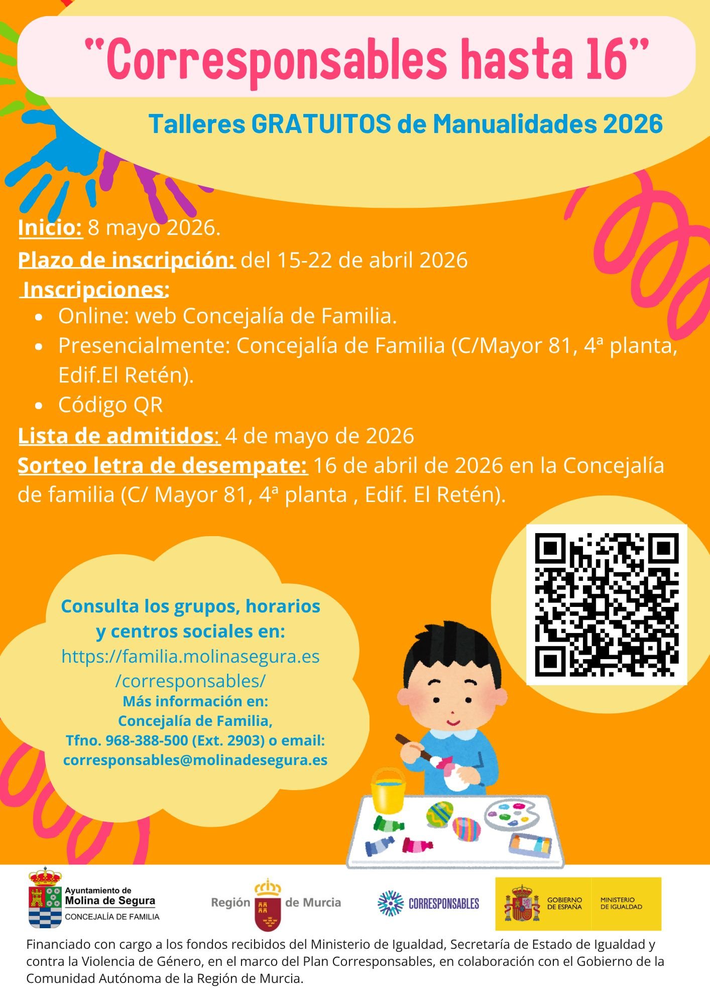 Familia Molina Servicio ‘Corresponsables hasta 16’ Plazo inscripción CARTEL
